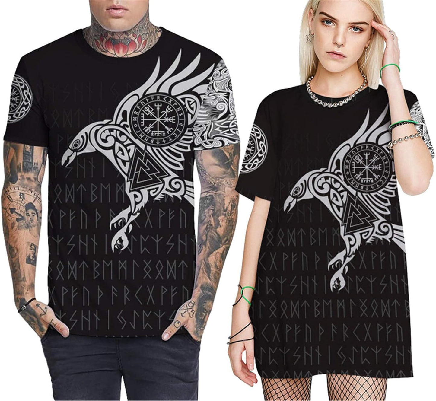 Men'S Vikings T Shirt Tops Novelty 3D Print Norse Mythology Pullover Tee